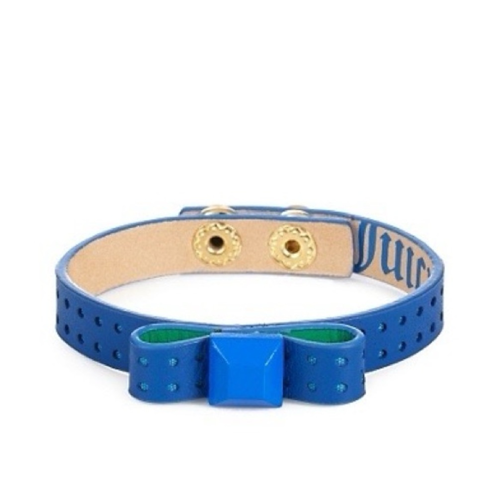Juicy Couture Bow Stud Leather Bracelet Navy Blue NWT